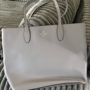 kate spade leather tote in light gray